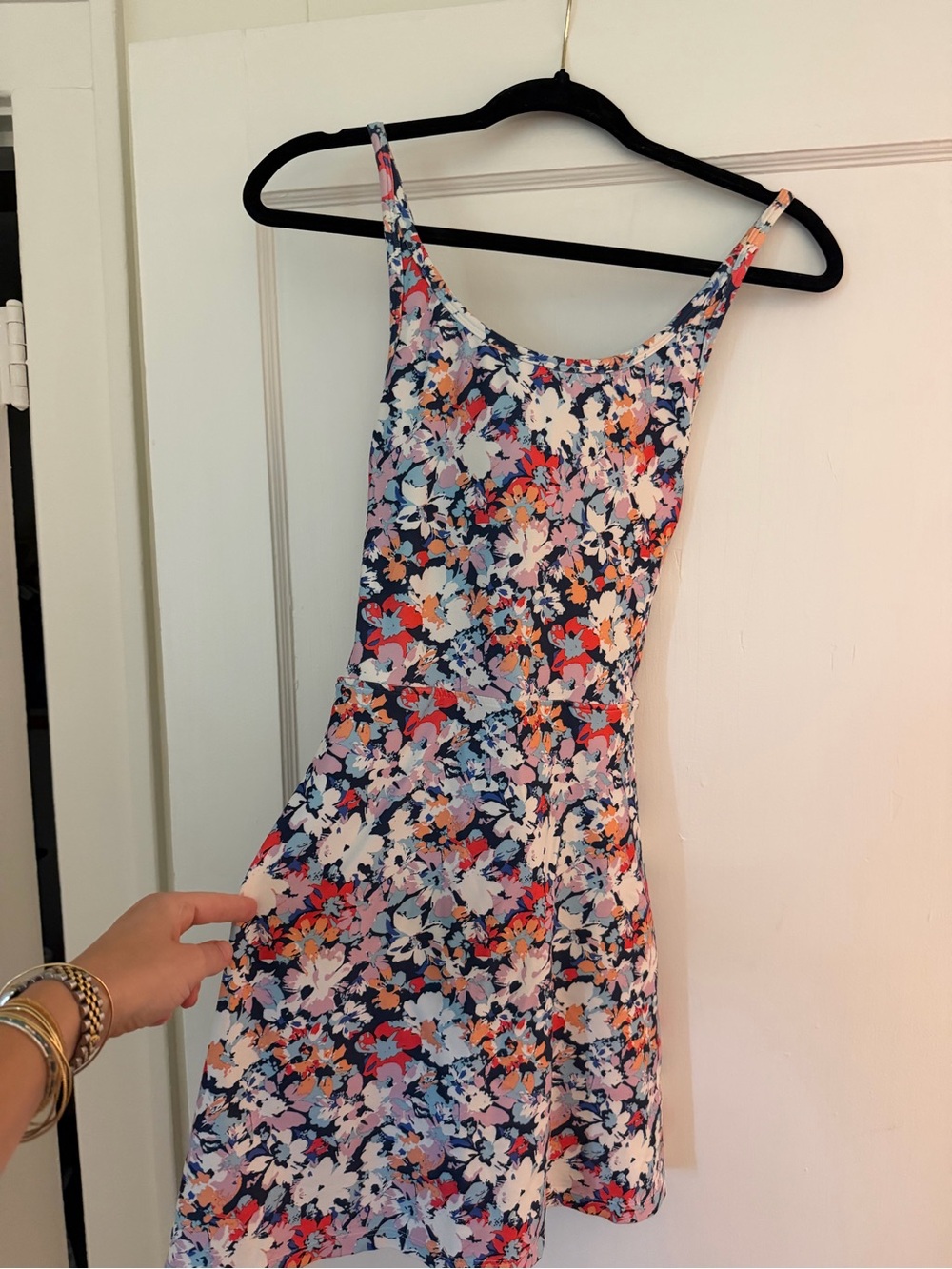 Floral Spaghetti-Strap Mini Dress in Navy Multi